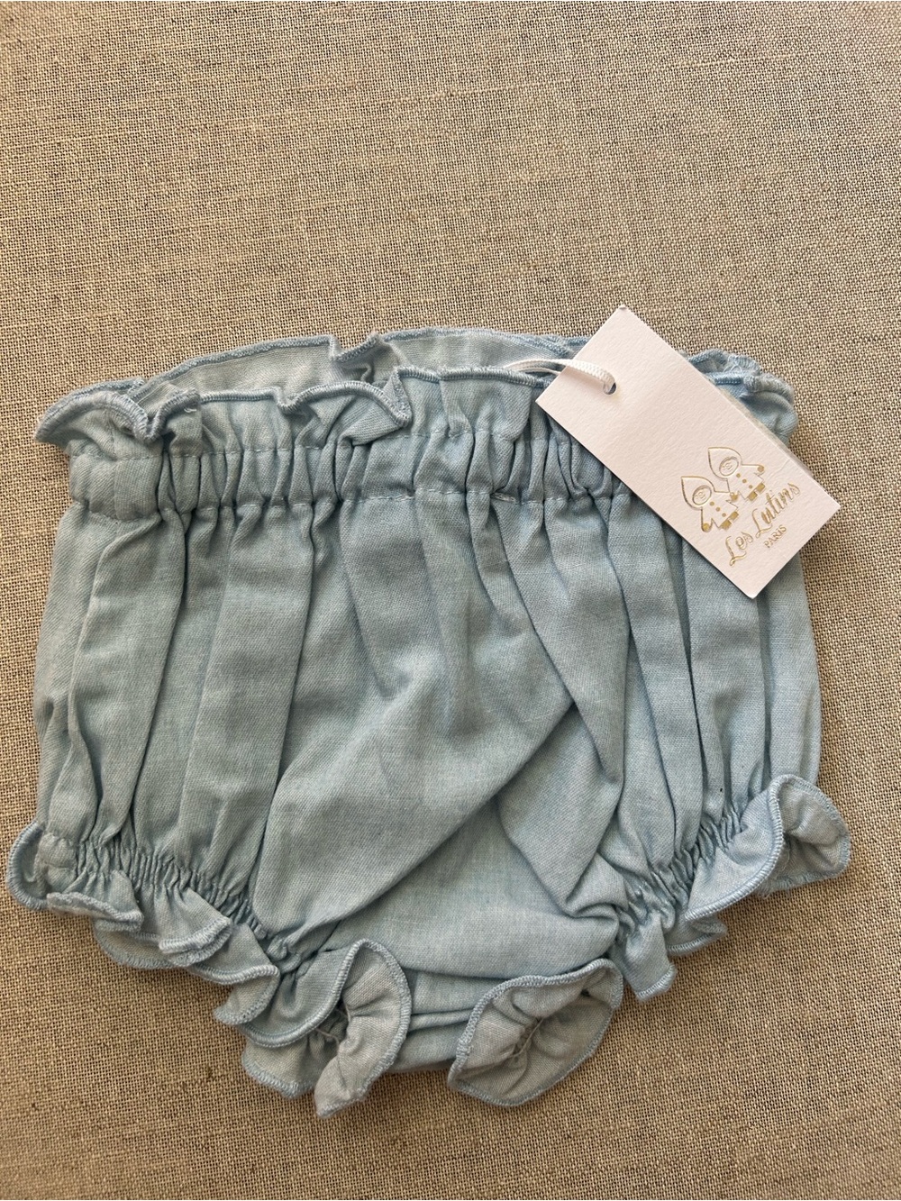 Les Lutins Soft Ruffle Bloomie Shorts in Light Blue